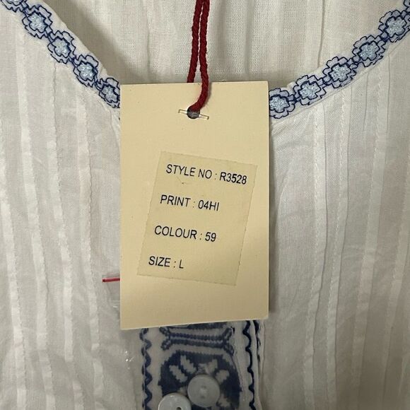 Anthropologie x Raga White Embroidered Sequin Button Front Midi Dress Size Large - Picture 8 of 11